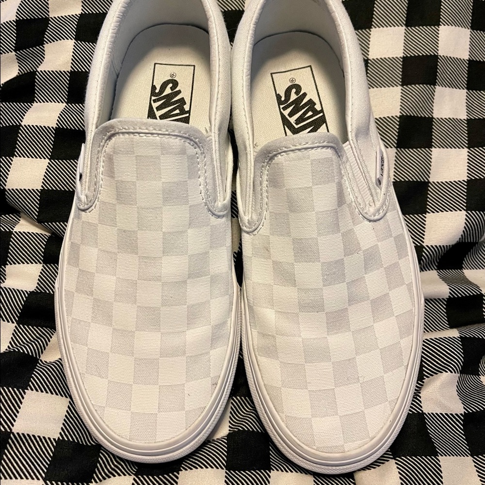 White Checkered Vans